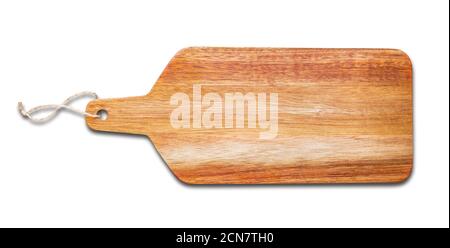 Planche à découper en bois isolé sur blanc Banque D'Images