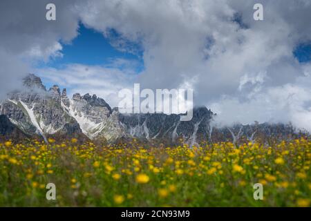 Randonnée dans les Alpes dans la vallée de Stubai pendant les vacances d'été dans une belle nature, Tyrol, Autriche Banque D'Images