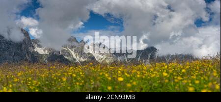 Randonnée dans les Alpes dans la vallée de Stubai pendant les vacances d'été dans une belle nature, Tyrol, Autriche Banque D'Images