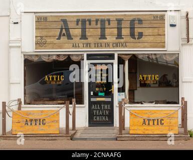 Vue sur LE GRENIER (tout le thé en Chine) café, Esplanade de l'est, Southend on Sea, Essex, Grande-Bretagne Banque D'Images