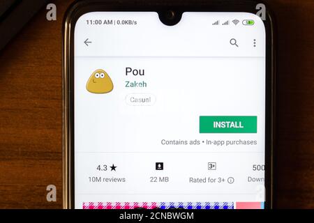 Ivanovsk, Russie - 26 juin 2019 : application POU sur l'écran d'un smartphone ou d'une tablette. Banque D'Images