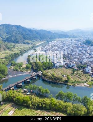 wuyuan paysage de pont arc-en-ciel Banque D'Images