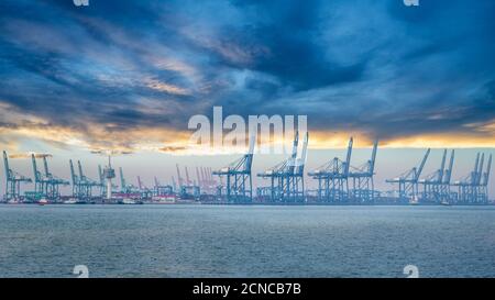 paysage du port de tianjin Banque D'Images