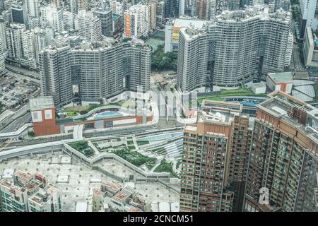 Horizon de Hong Kong visible depuis l'observatoire du Sky100 Banque D'Images