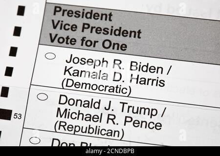 Madison, Wisconsin, États-Unis - 17 septembre 2020 : un vote non marqué pour les élections présidentielles de 2020 approche. Banque D'Images