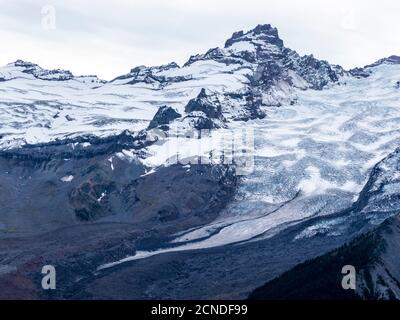 Feu de bonne heure sur le mont Rainier depuis le sentier de Burroughs Mountain Trail, le parc national du mont Rainier, État de Washington, États-Unis d'Amérique Banque D'Images