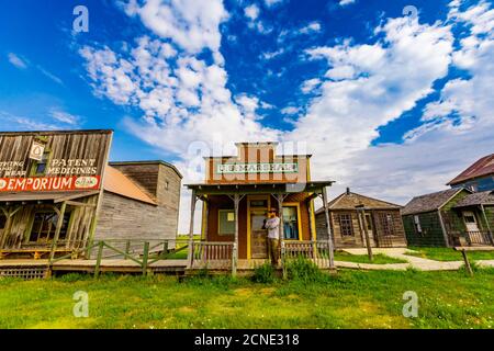 Attraction historique en bord de route, 1880 ville construite pour modéliser une ville en activité dans les années 1880, Midland, Dakota du Sud, États-Unis d'Amérique Banque D'Images