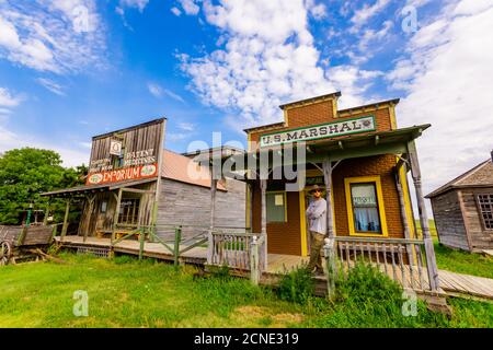 Attraction historique en bord de route, 1880 ville construite pour modéliser une ville en activité dans les années 1880, Midland, Dakota du Sud, États-Unis d'Amérique Banque D'Images