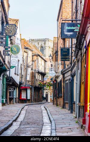 The Shambles, une rue médiévale préservée à York, Yorkshire du Nord, Angleterre, Royaume-Uni, Europe Banque D'Images