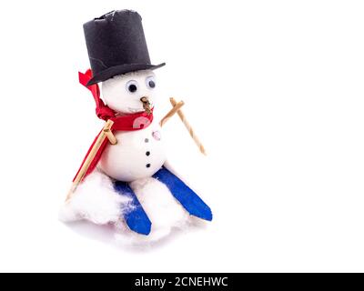 Le Snowman isolé sur fond blanc Banque D'Images