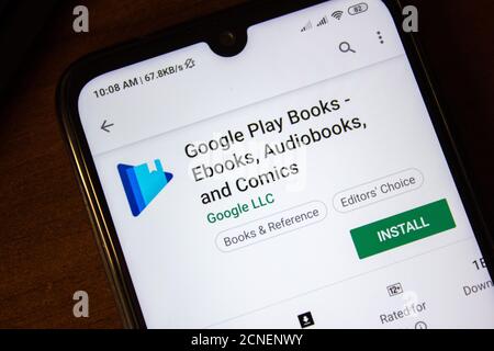 Ivanovsk, Russie - 07 juillet 2019 : application Google Play Livres sur l'écran d'un smartphone ou d'une tablette Banque D'Images