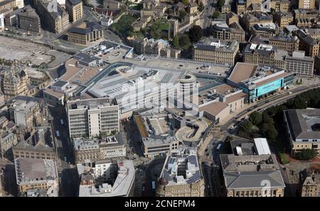 Vue aérienne du centre commercial Broadway Bradford, West Yorkshire Banque D'Images