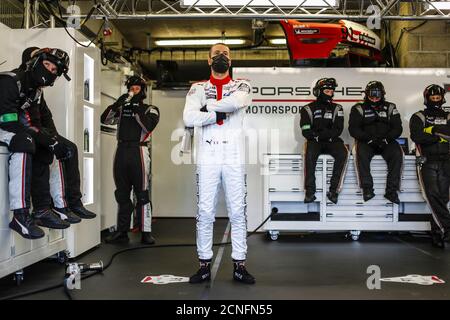 Le Mans, France. 18 septembre 2020. Makowiecki FR..d..ric (fra), Porsche GT Team, Porsche 911 RSR-19, portrait lors des séances d'entraînement gratuites des 2020 24 heures du Mans, 7e tour du Championnat mondial d'endurance FIA 2019-20 sur le circuit des 24 heures du Mans, du 16 au 20 septembre 2020 au Mans, France - photo FR..d..ric le Floc...h / DPPI crédit: LM/DPPI/Frederic le Floc H/Alamy Live News Banque D'Images