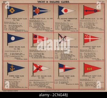 YACHT/VOILE DRAPEAUX C-E Antrim Dart Deben Devonport Dublin Enniskillen 1914