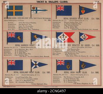 ROYAL YACHT & SAILING CLUB FLAGS G-I Goteborgs Gourock Harwich Havre Irlandais 1914 Banque D'Images