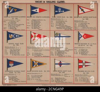 YACHT & VOILE CLUB FLAGS C Cannes Cardiff Catharina Chichester Colombo 1914