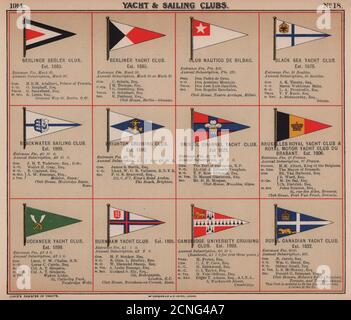 YACHT & SAILING CLUB FLAGS B-C Bilbao Bristol Channel Brabant Buccaneer 1914 Banque D'Images