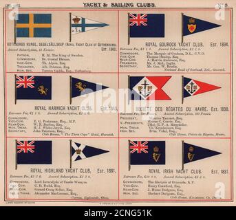 ROYAL YACHT & SAILING CLUB FLAGS G-I Goteborgs Gourock Harwich Havre Irlandais 1911 Banque D'Images