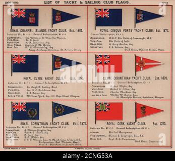 ROYAL YACHT & SAILING CLUB FLAGS C Channel Islands Cinque Ports Clyde Cork 1908