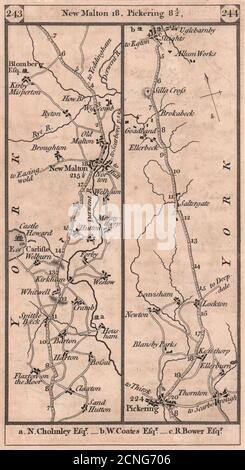 New Malton - Pickering - Sleights Road Strip map PATERSON 1803 vieux antique Banque D'Images