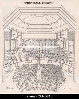 SALLE de spectacle WHITEHALL THEATER avec plan de sièges vintage. Londres. Maintenant Trafalgar Studios 1937 Banque D'Images