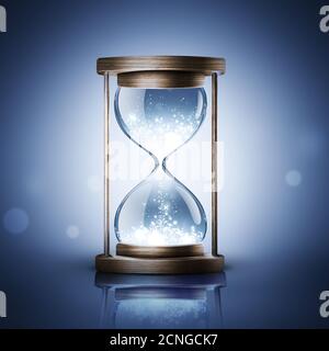hourglass avec lumière éclatante Banque D'Images