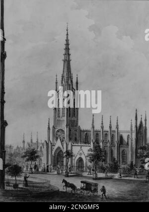 Grace Church, New York, ca. 1850. Banque D'Images