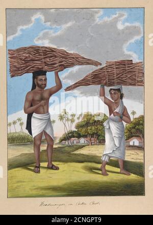 Woodmonger en caste de Culla, des métiers et castes indiens, ca. 1840. Banque D'Images