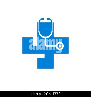 Logo vecteur d'illustration médecin plus. Banque D'Images