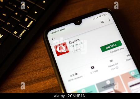 Ivanovsk, Russie - 26 juin 2019 : application Quora sur l'écran d'un smartphone ou d'une tablette. Banque D'Images