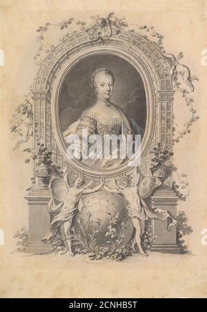 Portrait de la reine Marie-Antoinette dans un cadre ornemental, fin du XVIIIe siècle. Banque D'Images