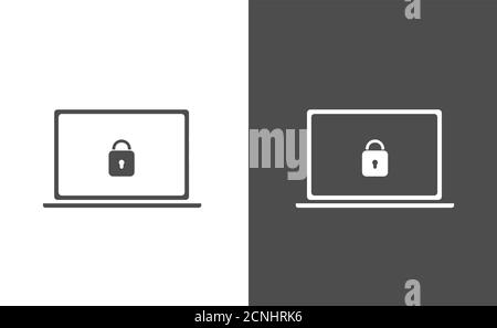 Ordinateur portable avec icônes de vecteur de verrouillage Illustration de Vecteur