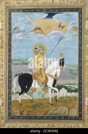 Portrait de Shah Jahan à cheval, XVIIe siècle. Banque D'Images