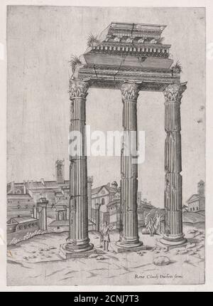 Spéculum Romanae Magnificatiae : portique du Temple de Julius, XVIe siècle. Banque D'Images