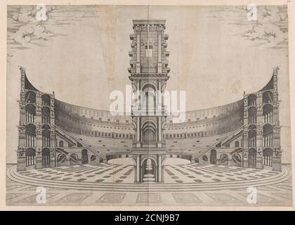 Spéculum Romanae Magnificatiae : reconstruction intérieure du Colisée, XVIe siècle. Banque D'Images