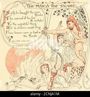 . L'Aesop du bébé : être les fables condensés en rime avec des morals portables, pointées par Walter Crane. Gravé et imprimé en couleurs par Edmund Evans . Banque D'Images