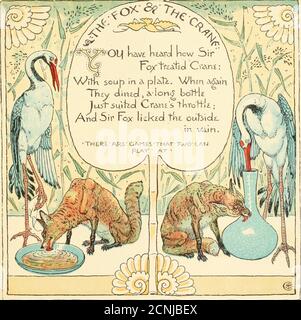 . L'Aesop du bébé : être les fables condensés en rime avec des morals portables, pointées par Walter Crane. Gravé et imprimé en couleurs par Edmund Evans . Banque D'Images