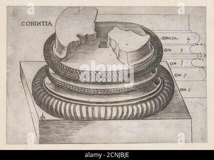 Spéculum Romanae Magnificatiae : base corinthienne du Temple de Mars Ultor, Rome, ca. 1537. Banque D'Images