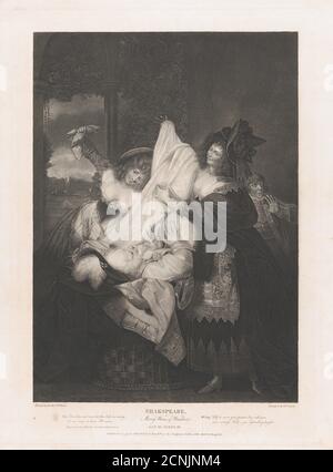 Falstaff in the Buck basket (Shakespeare, Merry Wives of Windsor, Act 3, scène 3), première publication en 1793; réédition en 1852. Banque D'Images