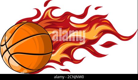 Ballon de basket-ball à motif vectoriel de flamme Illustration de Vecteur