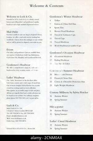 The Inside of UK catalogue « James Lock & Co », octobre 2007. Banque D'Images