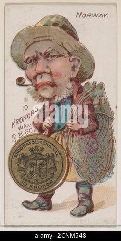 Norvège, 10 couronnes, de la série pièces de toutes les nations (N72, variation 1) pour les cigarettes de marque Duke, 1889. Banque D'Images