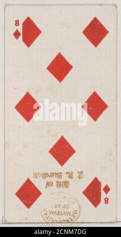 Huit diamants (rouge), de la série de cartes à jouer (N84) pour les cigarettes de marque Duke, 1888. Banque D'Images