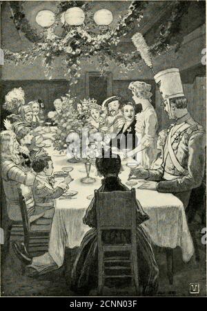 . Lucy et leurs Majesties, une comédie dans la cire . Desires/ 28o LUCY ET LEURS MAJESTIES l'enthousiasme était immense. Lucys faciewas rosé-rouge, et il a grandi rosier-rouge quand elle a été appelée à répondre à la toast.mais à son grand soulagement, Lydia à ce moment-là a pris fin, et s'est réjoui avec élégance à la compagnie théassemblée, a regardé autour de la table avec un sourire éclatant, a attendu jusqu'à ce que l'encouragement ait cessé, puis a simplement dit: Merci ! Tous les verres sur la table ont sonné des applaudissements inmusicaux, et Lucys papa, avec des larmes de joie brillant dans ses yeux, a dit sous le souffle d'hisbreath, bénir la chère fille! Bénis bo Banque D'Images