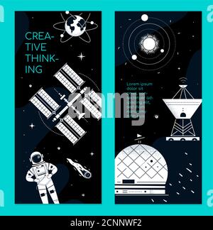 Thème espace - ensemble de bannières verticales modernes Illustration de Vecteur