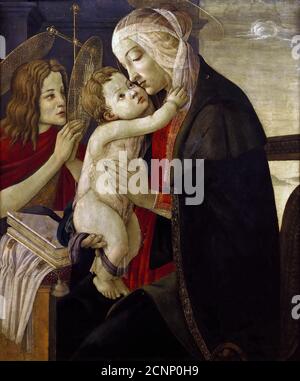 Madonna et l'enfant avec le bébé Saint John, vers 1485-1490. Trouvé dans la collection du Palazzo Vecchio, Florence. Banque D'Images