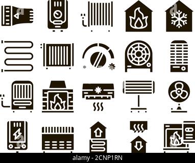 Chauffage et refroidissement Collection Vector Icons Set Illustration de Vecteur