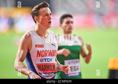 Karsten Warholm (Norvège). 400 mètres haies. Championnats du monde d'athlétisme de l'IAAF, Doha 2019 Banque D'Images