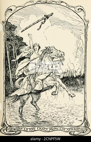 . Le livre de romance; . il a roulé dans un lac qui se trouvait dans le plainon sur le bord de la forêt, et, en pleurant, Whatevermai me tombe, mon frère n'aura pas le barde de scab, elle a jeté le scabarde loin dans l'eau, et la sessank, car il était lourd avec de l'or et des bijoux. Après qu'elle s'enfuit dans une vallée pleine de grandes pierres, et a transformé son soi-même et ses hommes et ses chevaux en blocs de marbre.à peine avait-elle fait cela quand le roi a roulé vers le haut, en la juchant nulle part qu'un mal doit avoir beflenher dans la vengeance pour ses méfaits. Il ensuite soughcuisse et bas pour le scabard, mais ne pouvait pas me trouver Banque D'Images