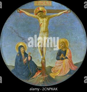 La Crucifixion avec Marie et Saint Jean l'évangéliste (Tondo), c. 1440. Trouvé dans la collection de San Marco, Florence. Banque D'Images
